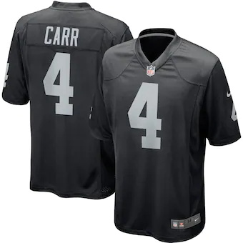 youth las vegas raiders derek carr nike black team color ga